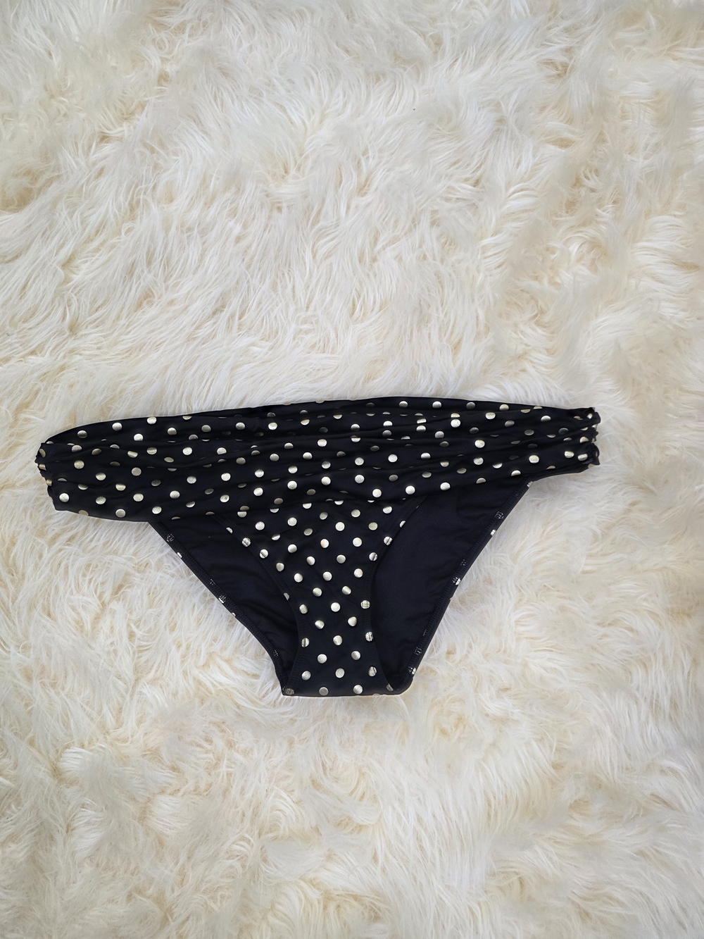 Victoria's Secret Black and Gold Polka Dot Swim Bottoms Vintage Medium